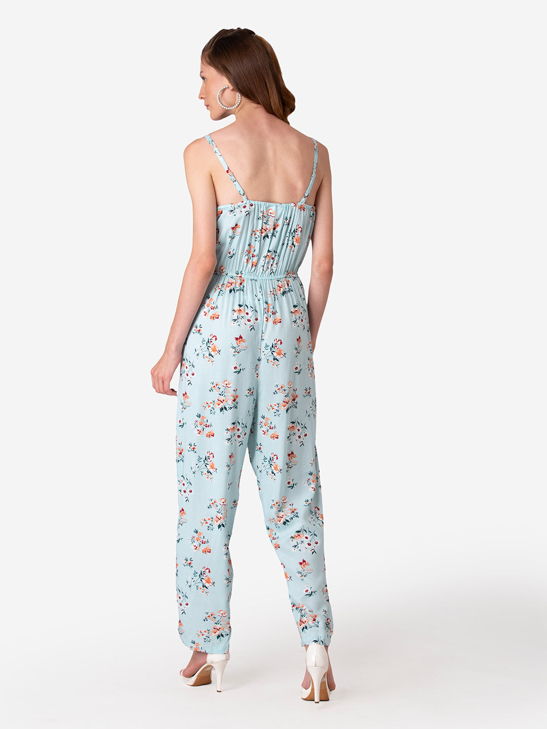 Buy Women Blue And White Floral Print Jumpsuit With Belt - Date Night Dress  Online India - FabAlley